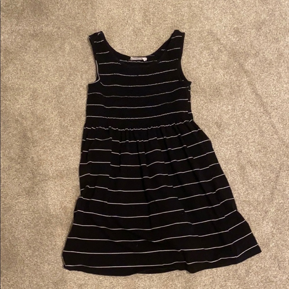 black and white striped dress